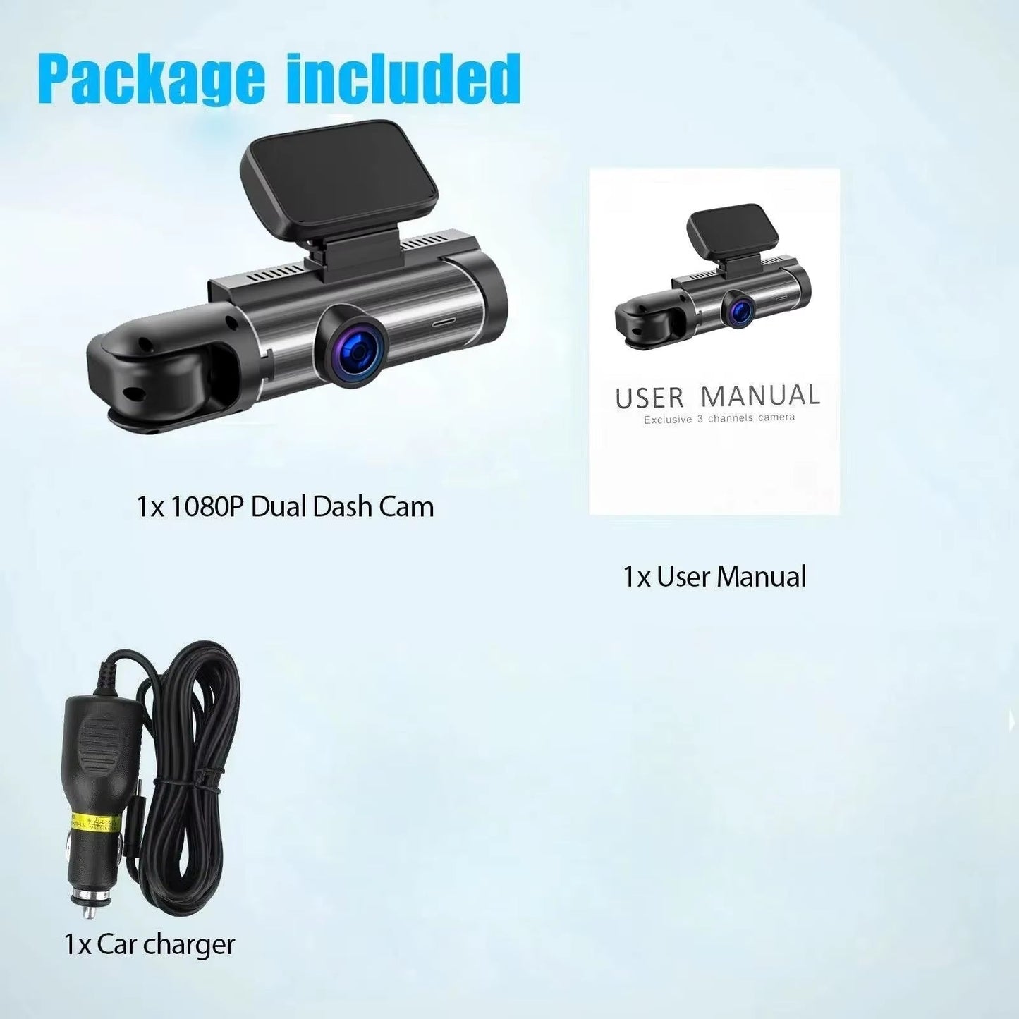 3.16 Inch IPS Screen 1080P Dual Camera Dash Cam for Car with IR Night Vision Loop Recording Wide Angle Lens Car Camera Recorder